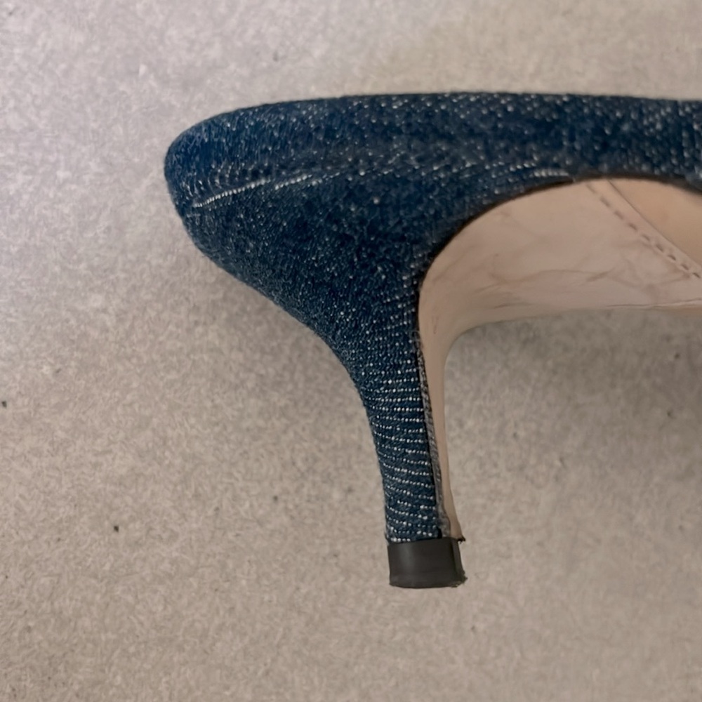 Massimo Dutti Women's Dark Blue Denim Pointed Toe Mule with Bow - Picture 4 of 5
